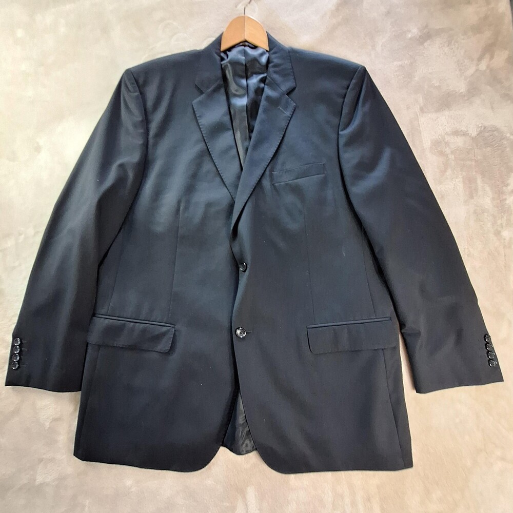 Joseph & Feiss Gold Blazer Mens 46 Long Black Wool Two Button Suit Jacket Coat